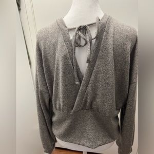 Grey wrapped cropped sweater.   #1548.  NWT